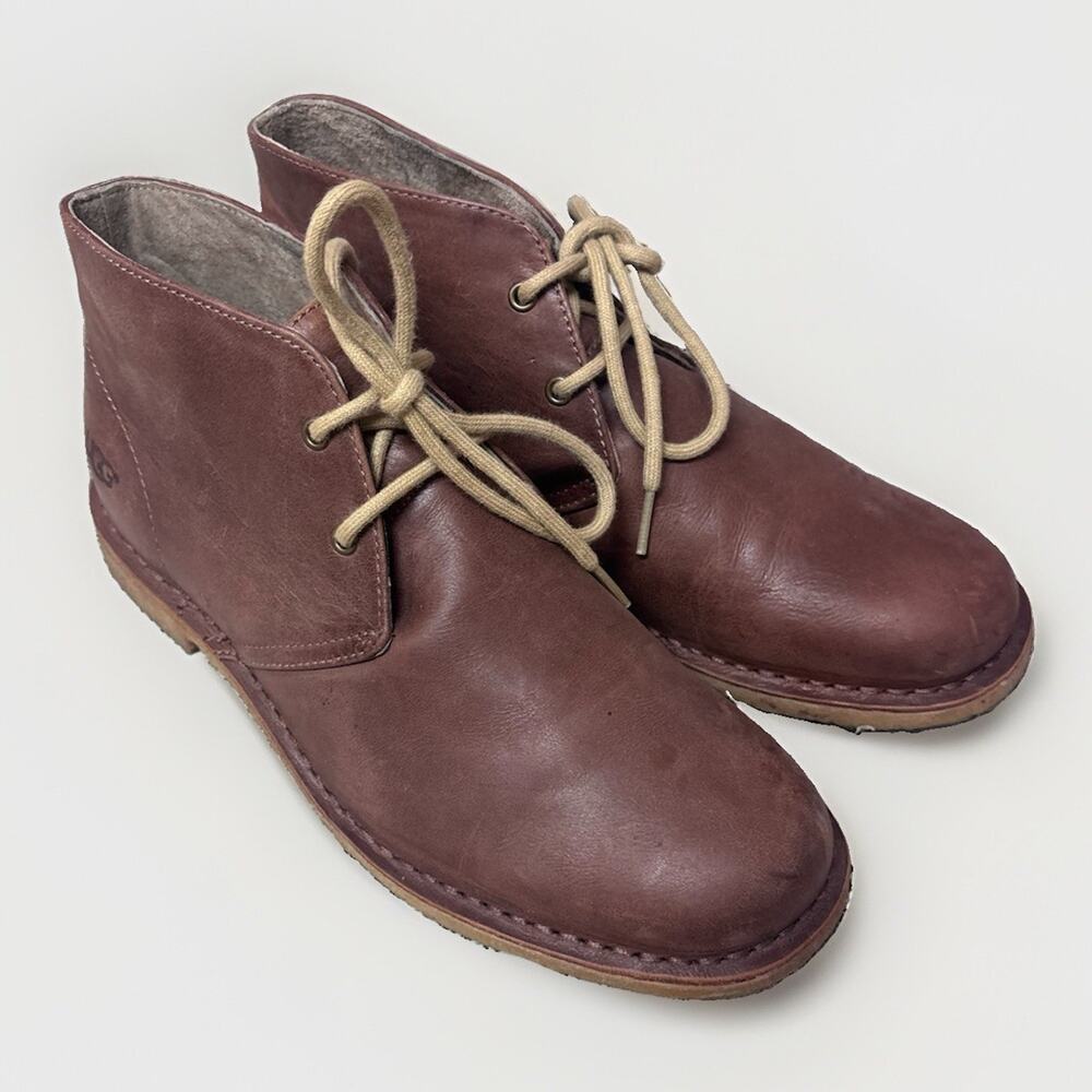 UGG Mens 9 Brown Leather Chukka Desert Boots 1011697 Career Shoes Ankle